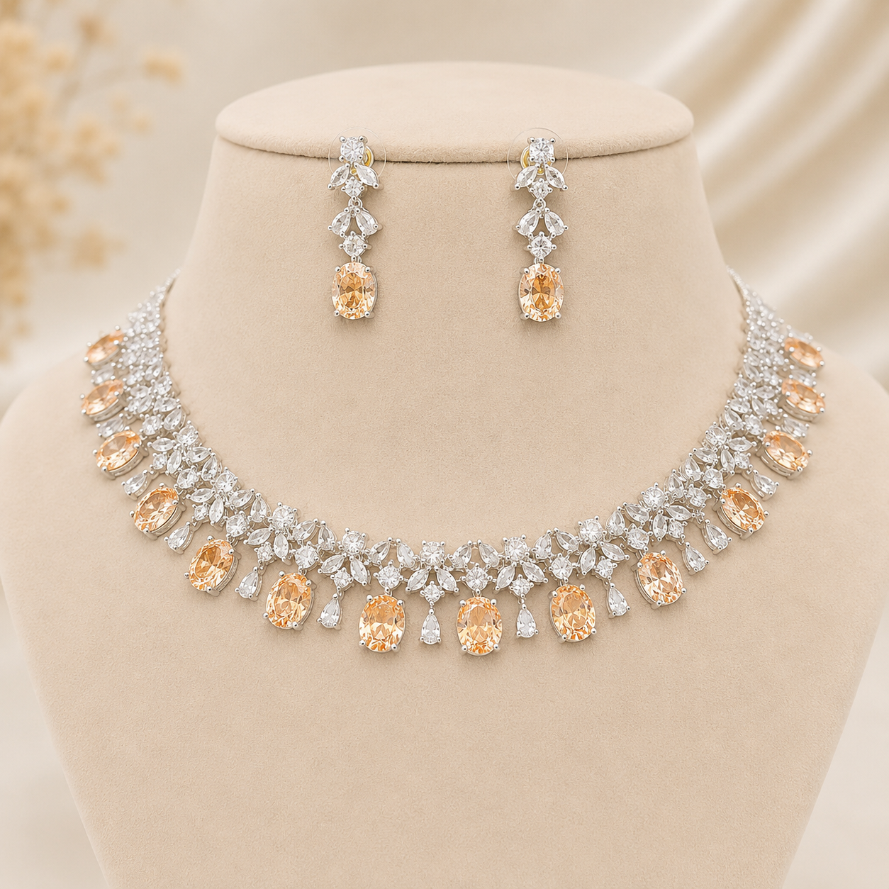 Miraya Star Cut Silver Necklace