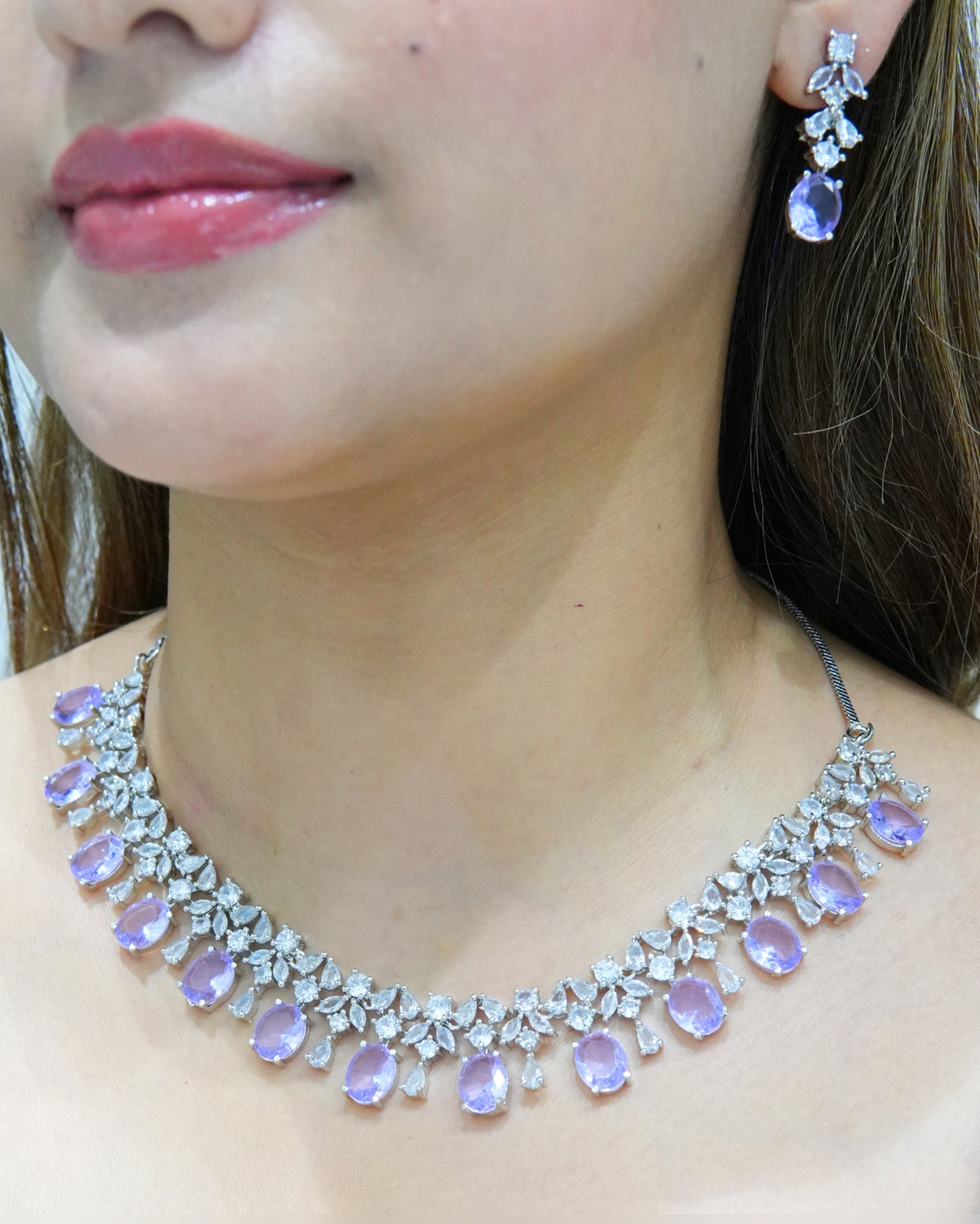 Miraya Star Cut Silver Necklace