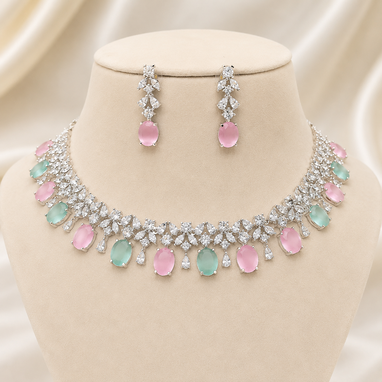 Miraya Star Cut Silver Necklace