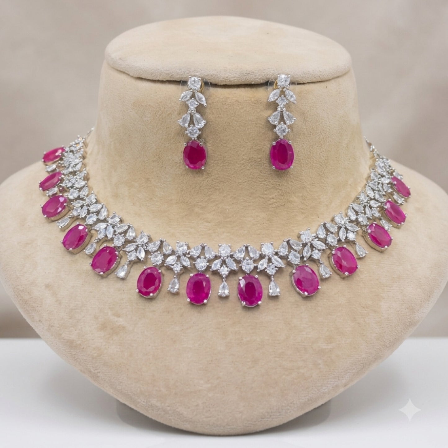 Miraya Starcut Ruby Panna Necklace