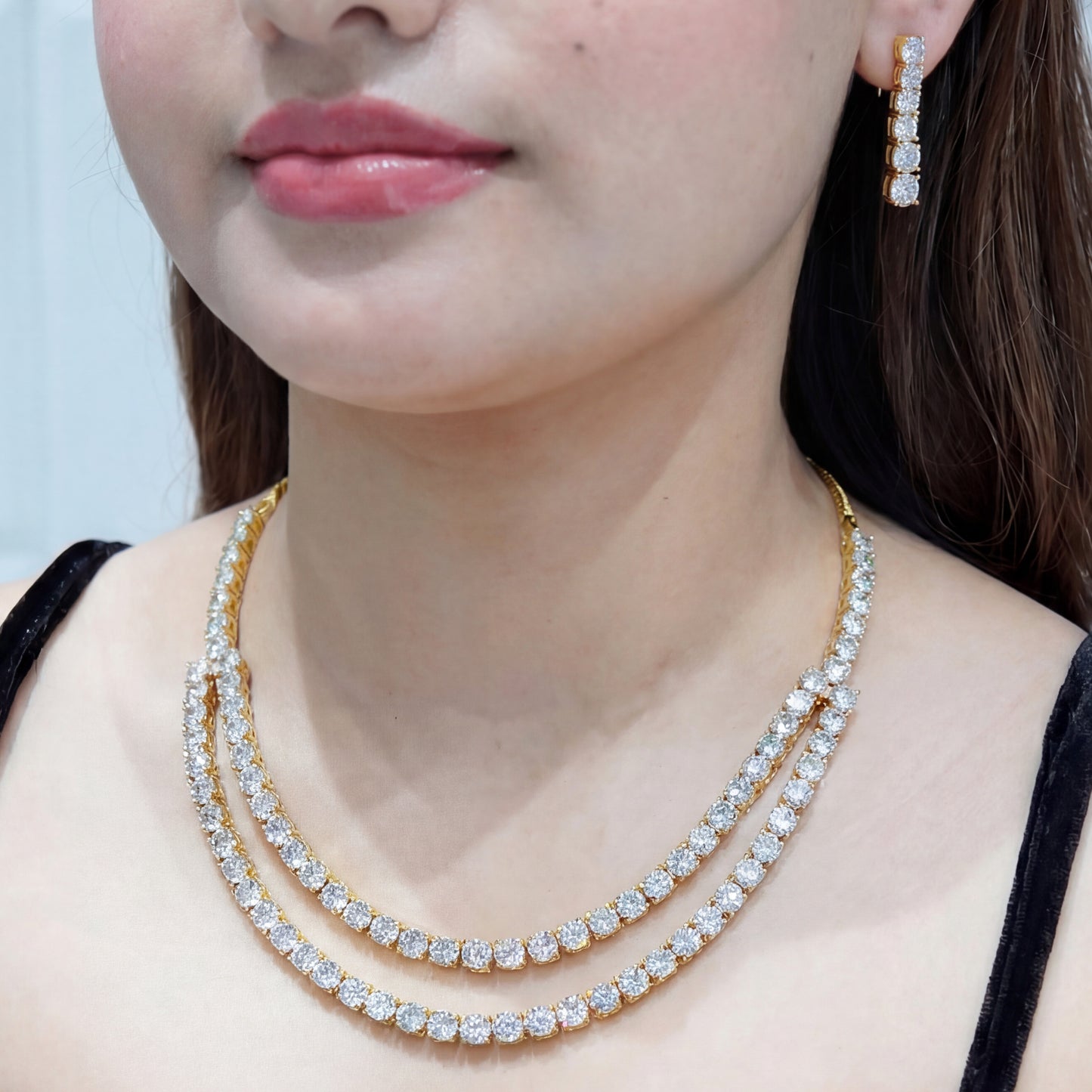 Star Cut Tennis Necklace Grade-5 Stone
